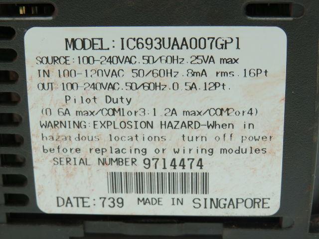 GE Fanuc IC693UAA007GP1 Series 90 Micro Power Supply 100-240VAC 16PT