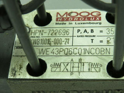 Moog Hydrolux HPN-722696 Hydraulic Valve WE43P06C01NCOBN