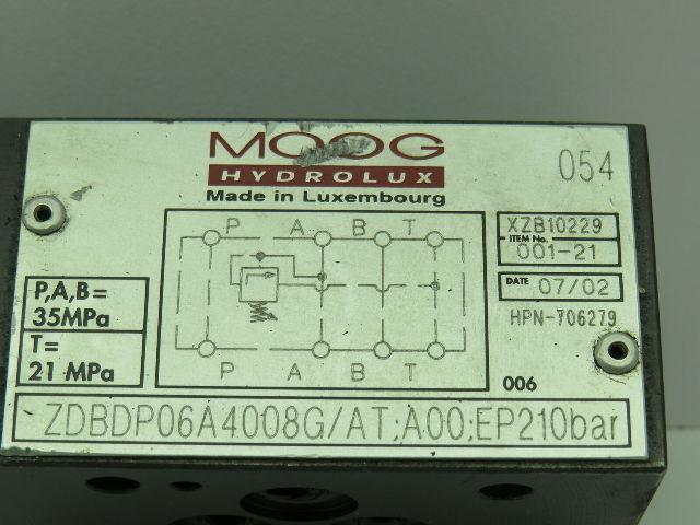 Moog Hydrolux HPN-706279 Hydraulic Valve ZDBDP06A4008G
