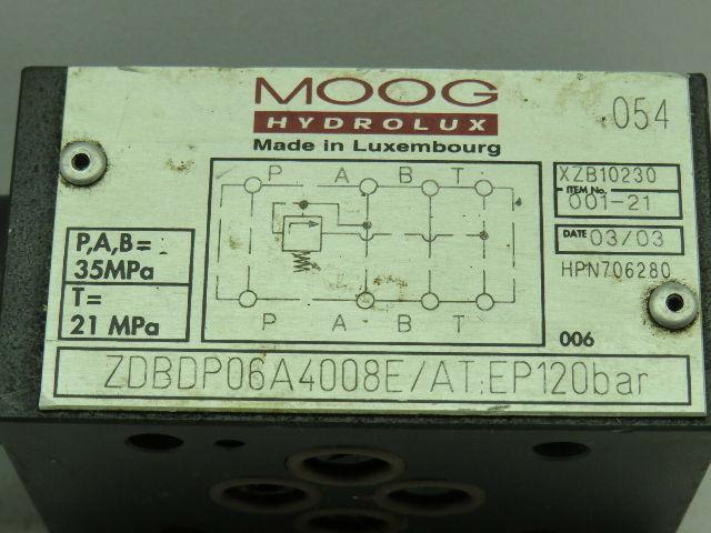 Moog Hydrolux HPN706280 Hydraulic Valve ZDBDP06A4008E 120bar