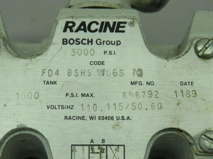 Bosch Racine FD4 BSHS W06S 70 Hydraulic Valve 115V  K16-34-27
