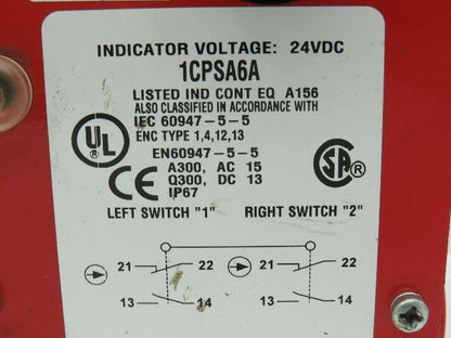 Honeywell 1CPSA6A Micro Switch 24VDC Safety Pull Stop