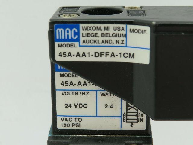 MAC 45A-AA1-DFFA-1CM Valve 120PSI 24VDC 2.4W 1/8"NPT