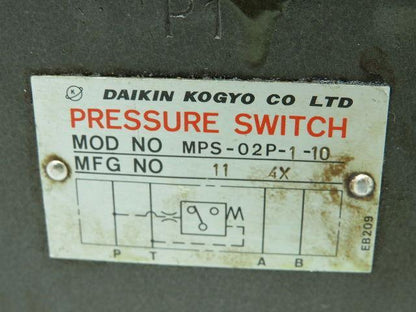 Daikin Kogyo MG-02P-03-30-T-08  Reducing Valve Pressure Switch MPS-02P-1-10