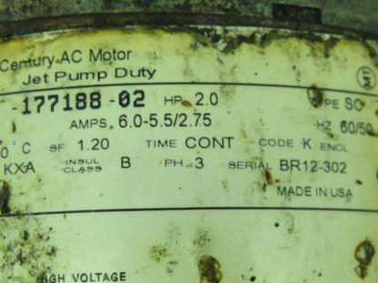 Magnetek 8-177188-02 AC Motor 2.0HP 3PH K56Z Frame 3450/2850RPM 5/8" Shaft