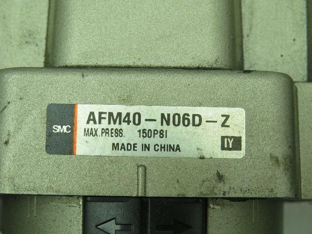 SMC AV500-N06-5DZ Valve 24VDC W/AFM40-N06D-Z Valve 150 PSI W/AW40-N06-Z 125 PSI