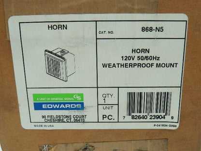 Edwards 686-N5 Electronic Signal Siren Horn Indoor/Outdoor Weatherproof 90-112dB