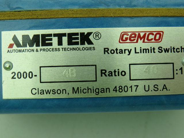 Ametek Gemco 2000-4B Rotary Limit Switch 2-Circuit SPDT 40:1 Ratio NEMA 12