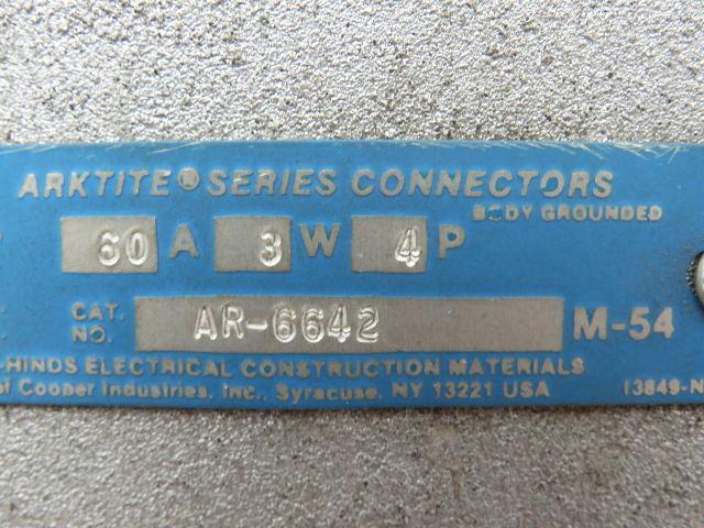 Crouse Hinds Arktite AR-6642 M-54 Plug-In Female Receptacle 3-Wire 4-Pole 60A