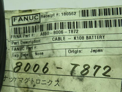 Fanuc A660-8006-T872 Connector Cable K108 Battery 8006-T872