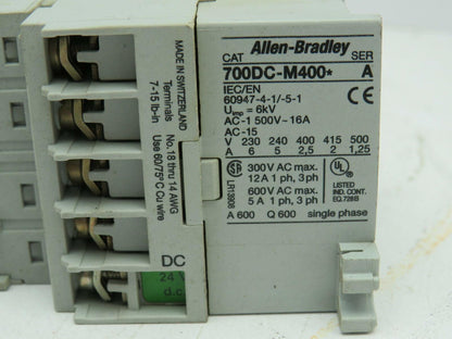 Allen Bradley 700DC-M400*/A Control Relay 600VAC 5A Ser A W/195-MA22/A Lot of 6