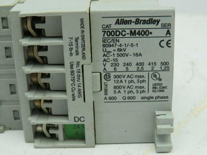 Allen Bradley 700DC-M400*/A Control Relay 600VAC 5A Ser A W/195-MA22/A Lot of 6