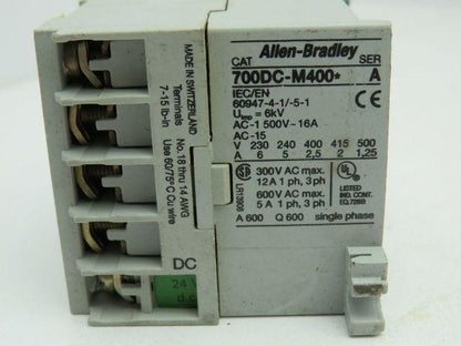 Allen Bradley 700DC-M400*/A Relay 600VAC 5A 3PH 24VDC Control Series A Lot of 14
