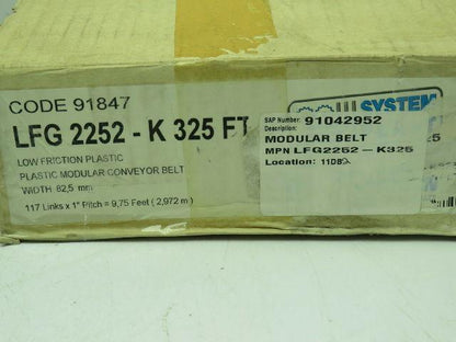 System Plast LFG 2252-K325 Flat Top Modular Plastic Conveyor Belt 3-1/4" x 7' 2"