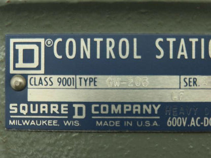 Square D GW-206 2 Unit Control Station Type 4 Enclosure Heavy Duty 600V Series A