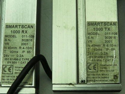 Smartscan 011-109 Safety Light Curtain 40odc x 920mm 3-15m Range 1000 TX RX