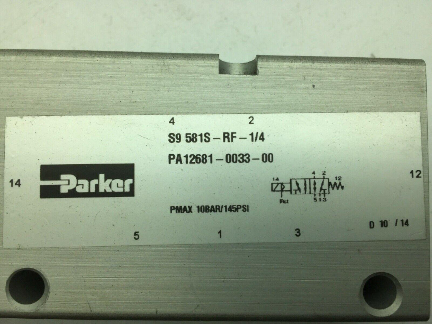 PARKER PA12681-0033-00 Solenoid Valve 5/2 Type S9 581S-RF-1/4 24VDC KZ3673