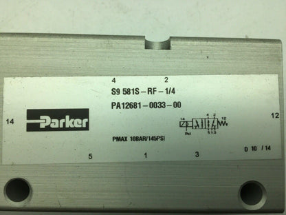 PARKER PA12681-0033-00 Solenoid Valve 5/2 Type S9 581S-RF-1/4 24VDC KZ3673