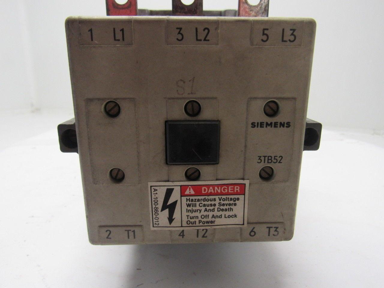 Siemens 3TB5217-0A Motor Contactor Starter 135A 600V 3PH 3-Pole 120V Coil Size 4