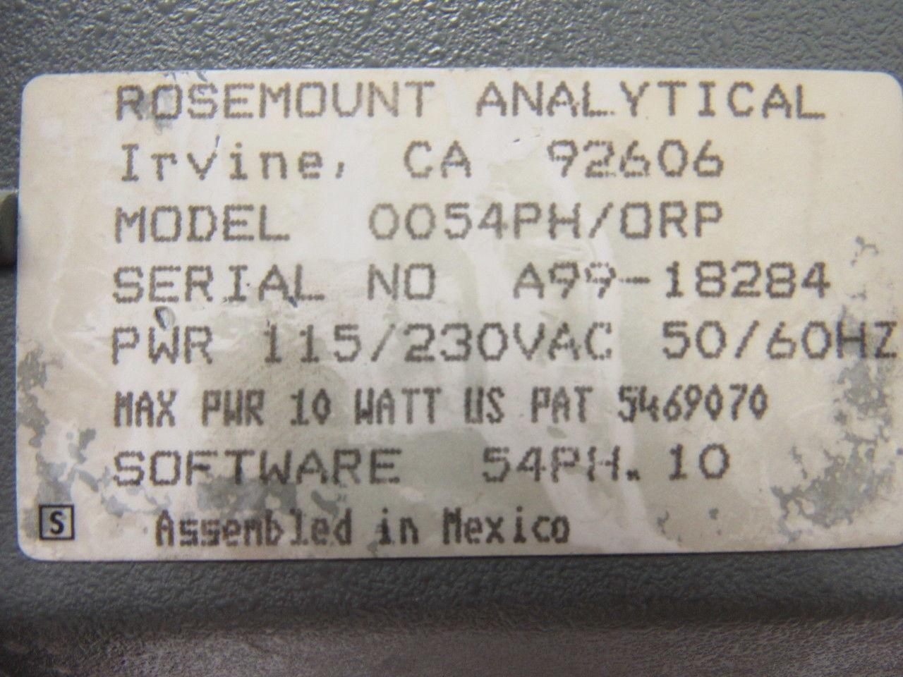 Rosemount 54EPH/ORP Analyzer Controller 115/120V 60Hz 10W