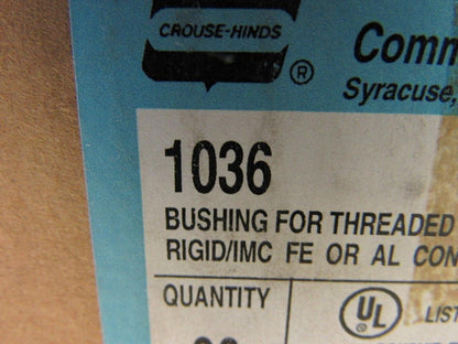 Crouse Hinds 1036 Threaded Insulated Bushing 2" Rigid IMC  Box of 20