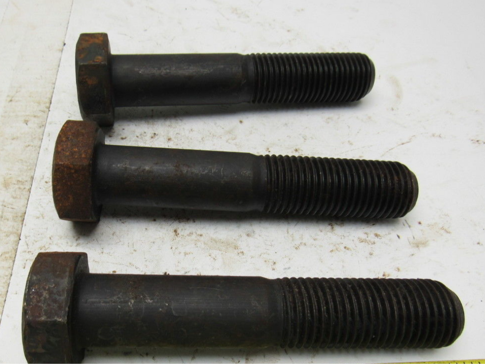 1-1/8"-8 x 6" A193 B7 Heavy Hex Bolt Cap Screw Black Oxide Lot of 3