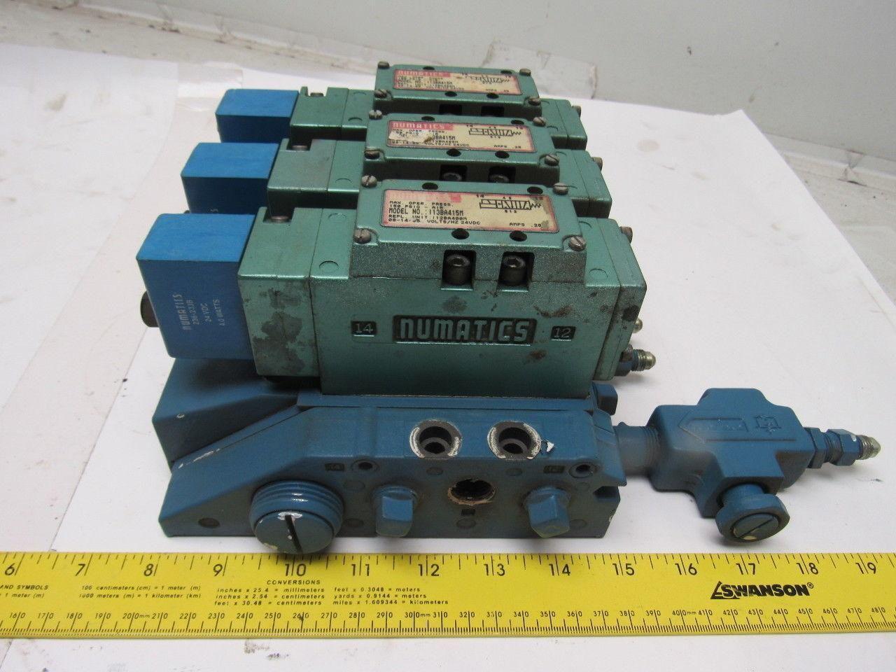 Numatics I13BA415M Pneumatic Solenoid Valve 3 Bank Assembly Base
