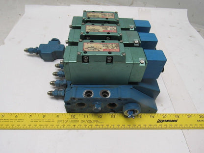 Numatics I13BA415M Pneumatic Solenoid Valve 3 Bank Assembly Base