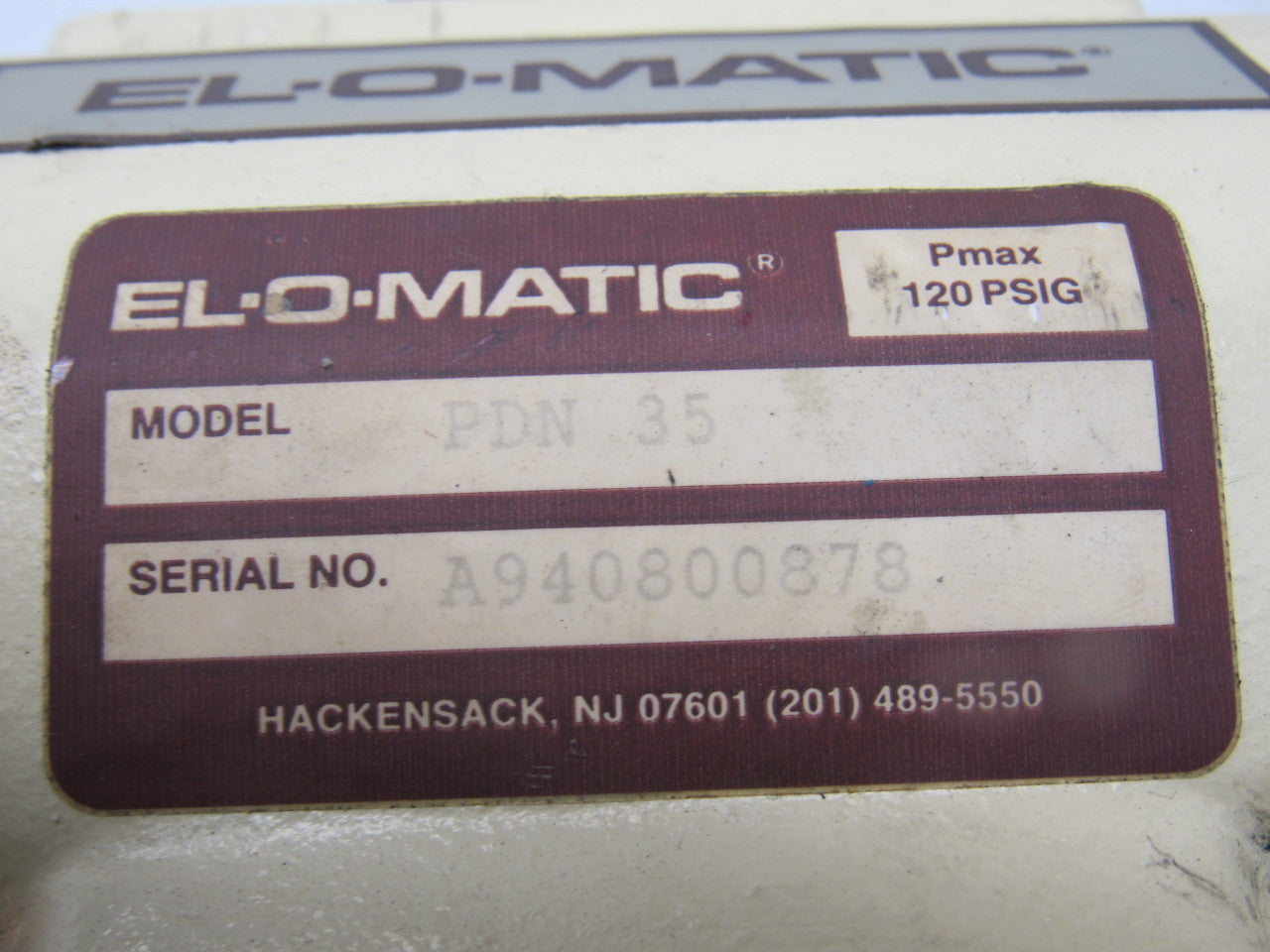 EL-O-MATIC PDN 35 Pneumatic Air Actuator 1/2" NPT Ball Valve 120PSI