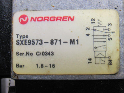 Norgren SXE9573-871-M1 Solenoid Actuated Air Valve 5/2 Base 24V Coil