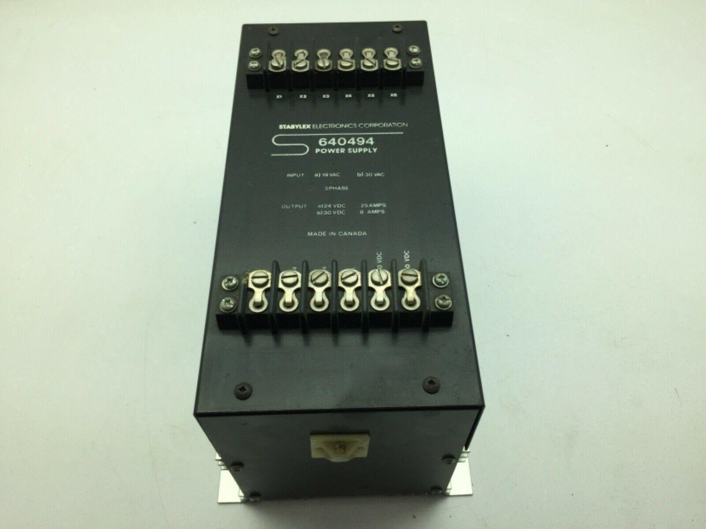 Stabylex Electronics Corporation 640494 Power Supply 3 Phase 19VAC 30VAC