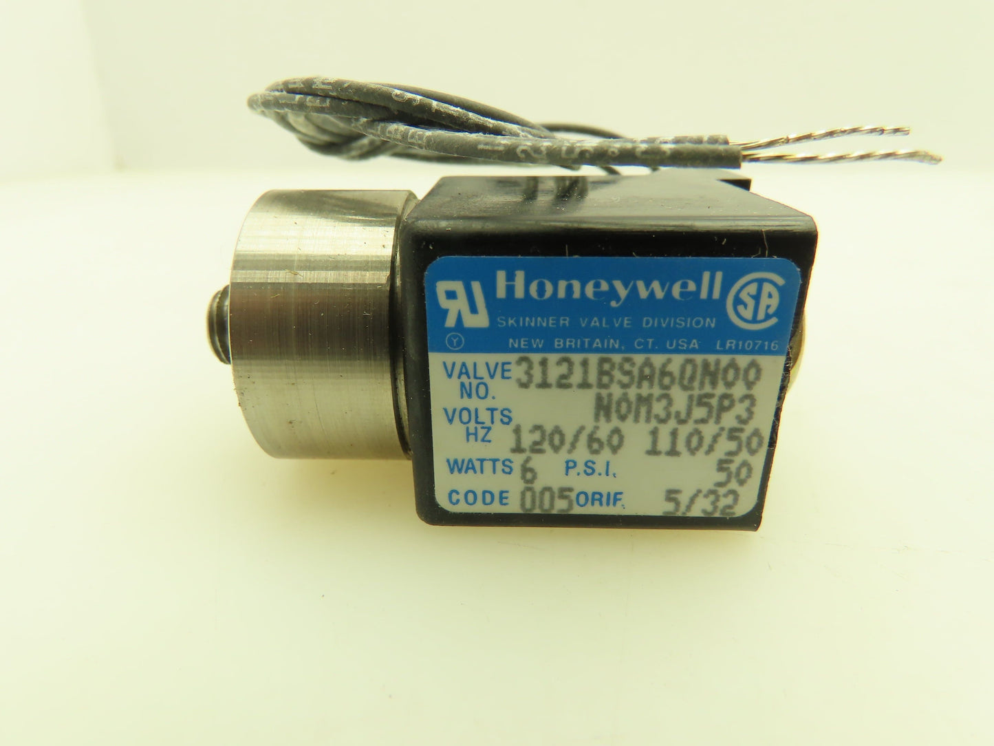Honeywell Skinner 3121BSA6QN00 Solenoid Valve 120V 60 Hz 50 PSI 5/32 Orifice