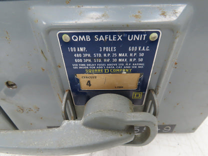 Square D QMB-3610-T Saflex Twin Fusible Panelboard Switch 100/100A 3P 600VAC