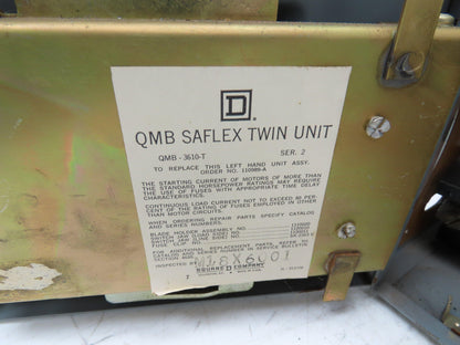 Square D QMB-3610-T Saflex Twin Fusible Panelboard Switch 100/100A 3P 600VAC