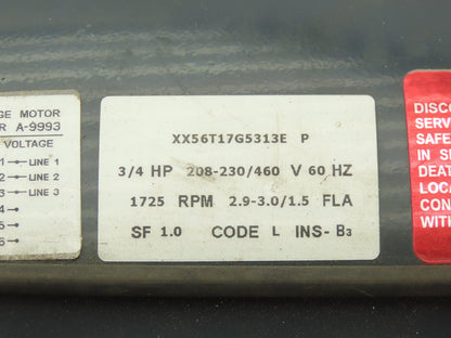 Marathon 56T17G5315E Explosion Proof AC Motor 3/4Hp 1725 RPM 230/460V 3PH 56 Fr