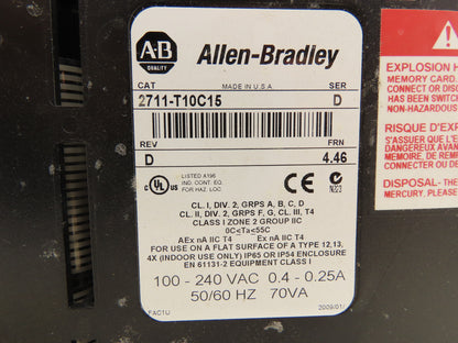Allen Bradley 2711-T10C15 PanelView 1000 HMI Operator Control Panel Display