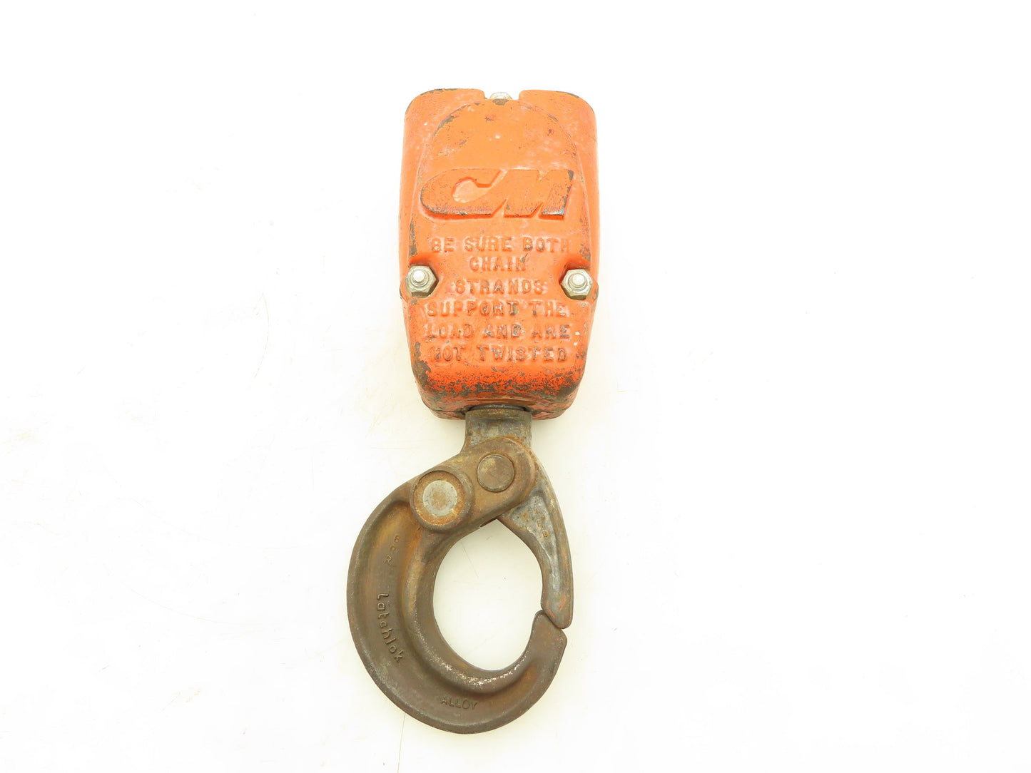 CM Lodestar 2 Ton Double Chain Lower Hook Block Assembly Latchlok Orange 627-860