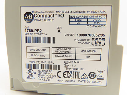 Allen Bradley 1769-PB2 Compact I/O PLC Power Supply Module