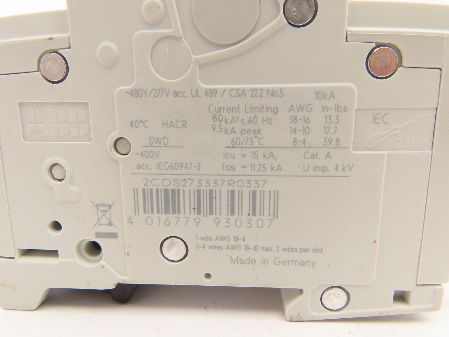 ABB E212323 Circuit Breaker 3 Pole 4A Lot of 2