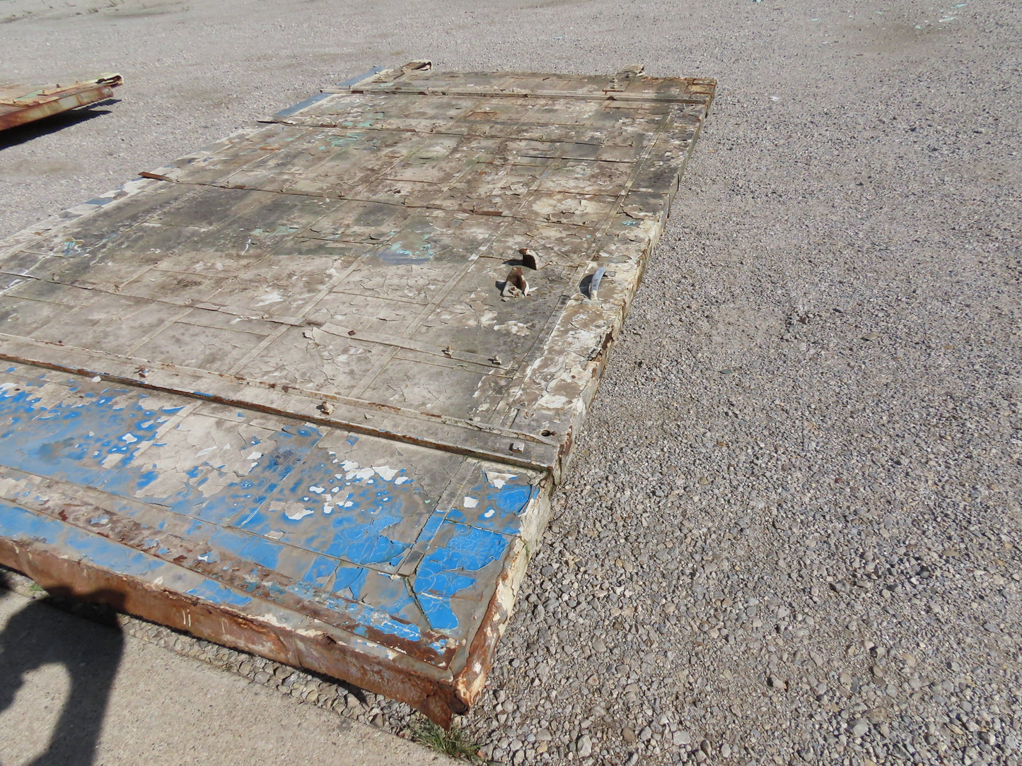 Rustic Sliding Barn Fire Door Vintage Paint Patina Metal over Wood 72"W x 10'H