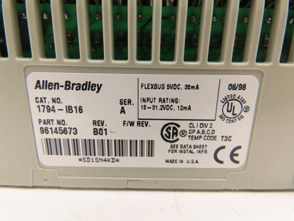 Allen Bradley 1794-IB16 PLC Flex I/O Module 24V Lot of 2