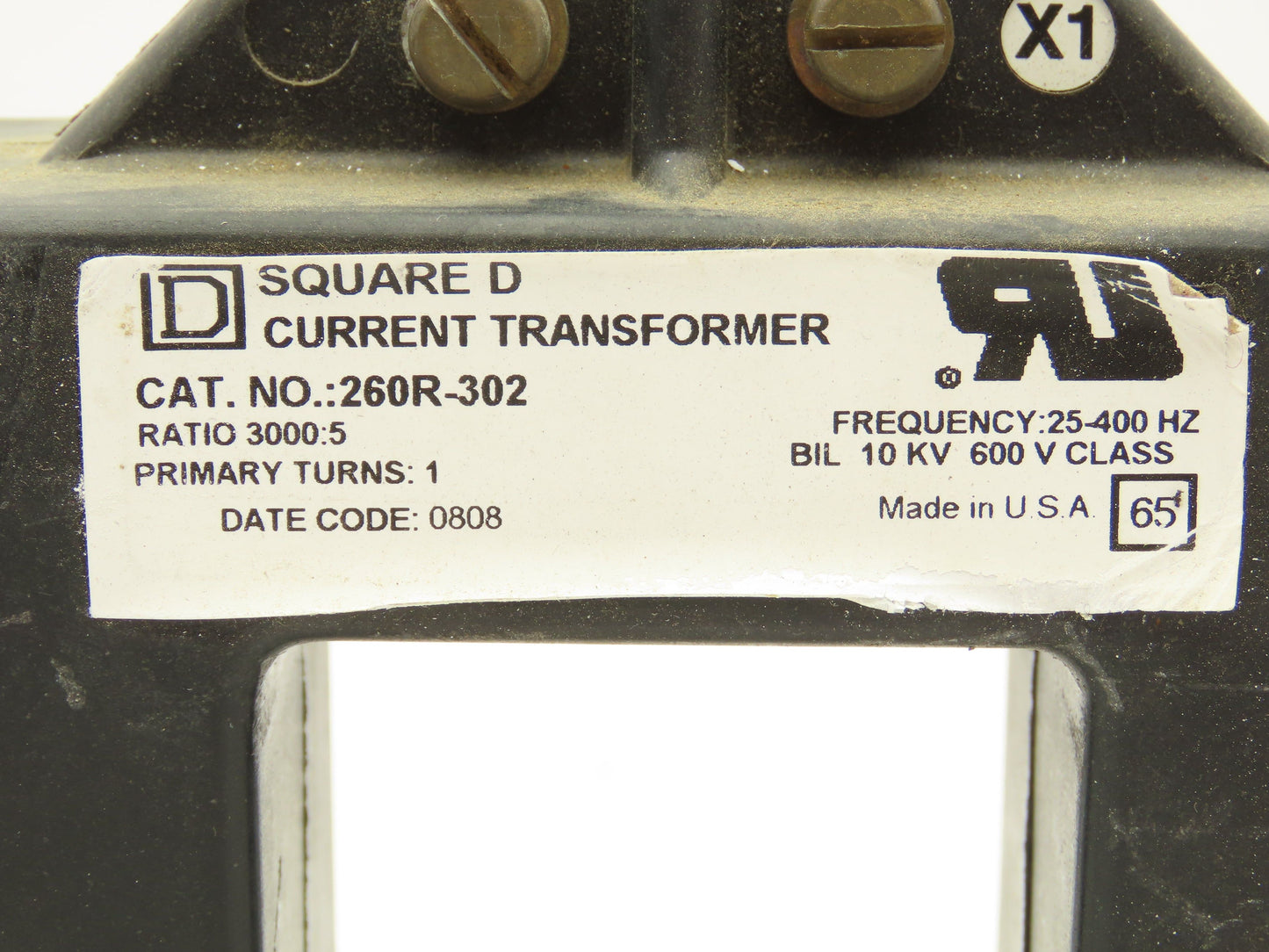 Square D 260R-302 Full Wave Current Transformer 3000:5 Ratio 600V 25-400Hz