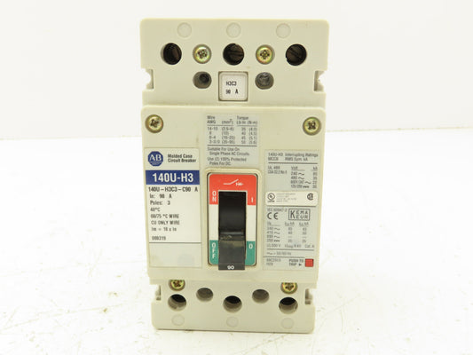 Allen Bradley 140U-H3C3-C90 Circuit Breaker 90A 3 Pole 600V Panel Mount