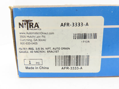 Nitra AFR-3333-A Pneumatic Filter Regulator 3/8" NPT
