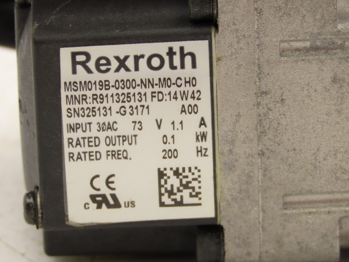 Rexroth MSM019B-0300-NN-M0-C Servo Motor 3000 RPM 30VAC 0.1kW