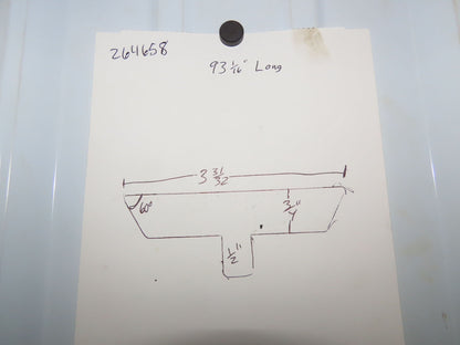 Press Brake Die 93-1/16" Long 3-31/32" Flat 3/4" Thick 60° Edge 1/2" Tang