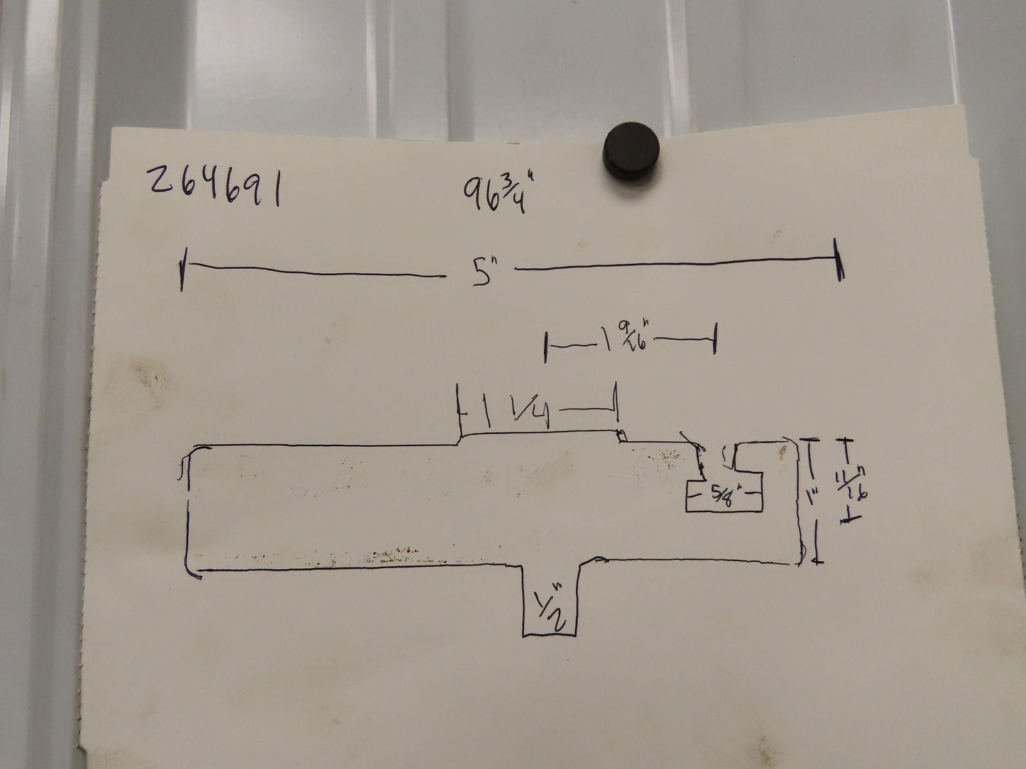 Press Brake Die 96-3/4" Long 5" Wide Flat Die 1" Thick 1/2" Tang