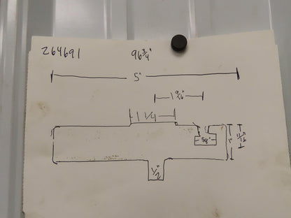 Press Brake Die 96-3/4" Long 5" Wide Flat Die 1" Thick 1/2" Tang