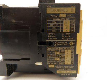 Allen Bradley 100-A09ND3 Contactor Relay Assembly 120V Coil Lot of 2