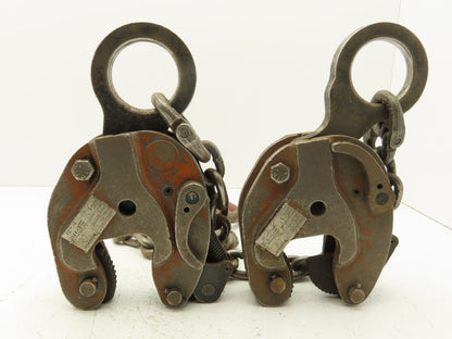 Renfroe Model TL 1 Ton Plate Lifting Clamps 1" to 1-1/2" Grip 2-Leg Chain Sling